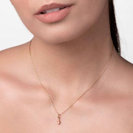 Imagem de Pingente banhado ouro 3x 24k 18k e 22k  feminino infantil zircônia gota rosa ou branca rommanel 542048