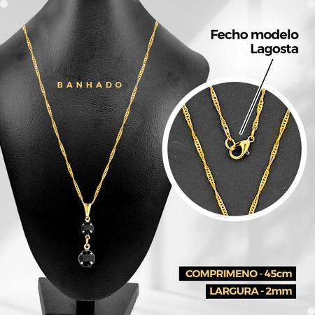 Imagem de Pingente + corrente veneziana feminina + pulseira + brincos moda aço inoxidável banhada