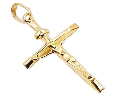 Imagem de Pingente Crucifixo Cruz com Cristo INRI em Ouro 18k