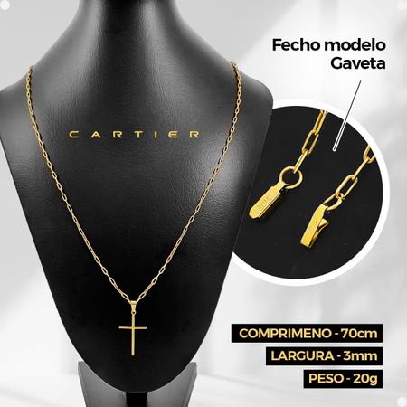 Imagem de Pingente crucifixo + pulseira + corrente banhada aço inox religioso qualidade premium moda masculina