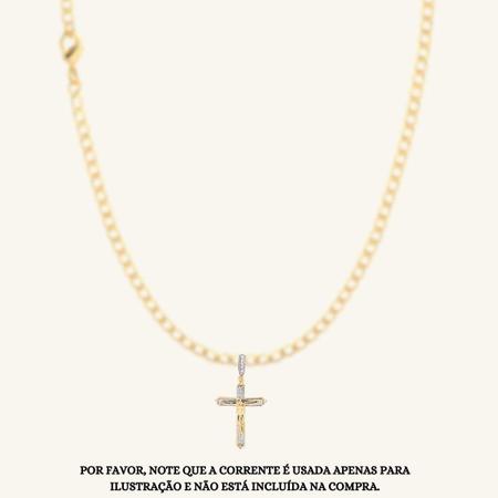 Imagem de Pingente Cruz Com Cristo Banhada A Ouro 18K E Ouro Branco