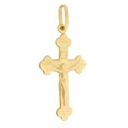 Imagem de Pingente Cruz Com Cristo Crucifixo Fosco Em Ouro 18k