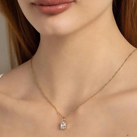 Imagem de Pingente de ouro 18k feminino solitário rommanel retangular cristal várias cores 542635