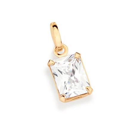 Imagem de Pingente de ouro 18k feminino solitário rommanel retangular cristal várias cores 542635