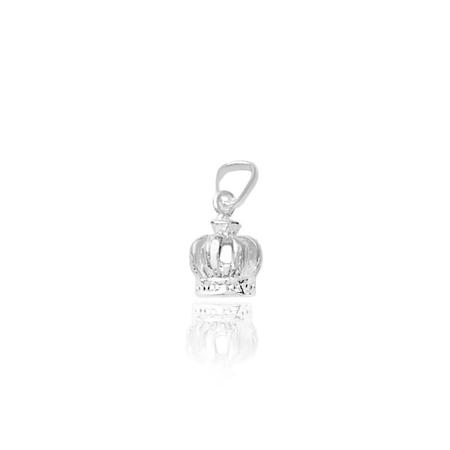 Imagem de Pingente de Prata 925 Mini Masculina Coroa Detalhada de Prata Maciça
