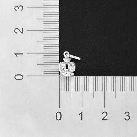 Imagem de Pingente de Prata 925 Mini Masculina Coroa Detalhada de Prata Maciça