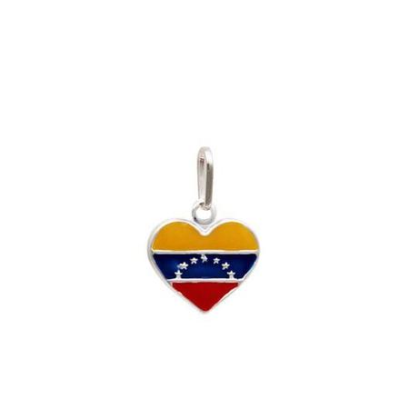 Imagem de Pingente De Prata Coração 12mm Bandeira Venezuela Com Resina