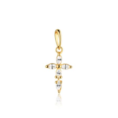 Imagem de Pingente Em Ouro 18k Cruz Crucifixo Mini Zircônias 13mm