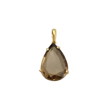 Pingente Gota Quartzo Fumê 18x12mm Em Ouro 18K - Ivan Joias Imagem de Pingente Gota Quartzo Fumê 18x12mm Em Ouro 18K