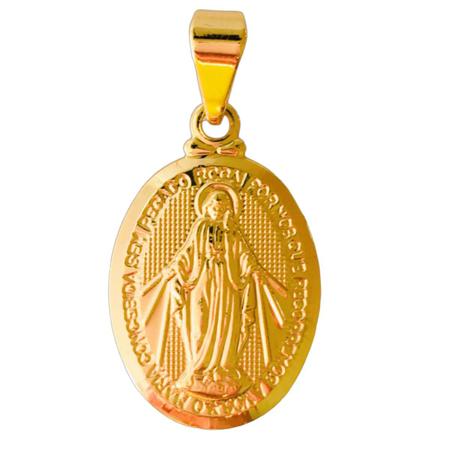 Imagem de Pingente Medalha Milagrosa Nossa Senhora das Graças Banhado a Ouro 18k