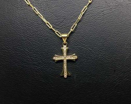 Imagem de Pingente Mini Crucifixo Zircônias Banhado A Ouro 18k