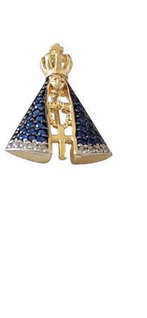 Imagem de Pingente Nossa Senhora Aparecida Ouro 18k Amarelo Zircônio azul e branco