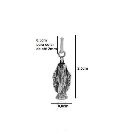 Imagem de Pingente Nossa Senhora das Graças Santa Milagrosa em Prata 925 Envelhecida