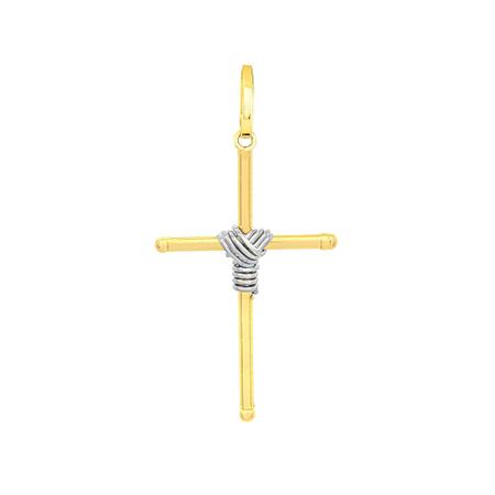 Imagem de Pingente Ouro 18k Cruz Crucifixo Fio Ródio Polido G3474