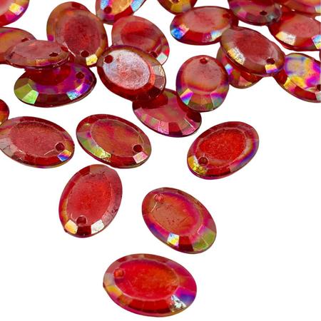 Imagem de Pingente Oval Acrílico Rosa Irisada 100pçs 13x18mm Transparente 50g