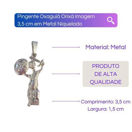 Pingente Oxaguiâ Orixá Imagem 3,5 cm em Metal Niquelado - META ATACADO Imagem de Pingente Oxaguiâ Orixá Imagem 3,5 cm em Metal Niquelado