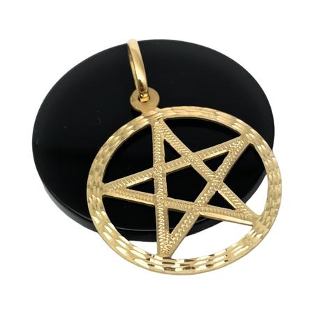 Imagem de Pingente Pentagrama Ouro 18k Estrela 5 Pontos Wicca 27mm K280