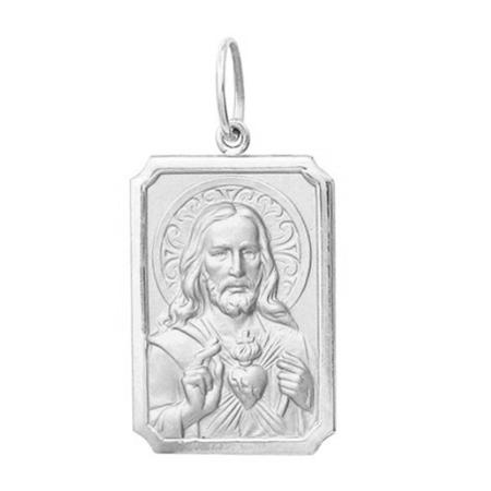 Pingente Pequeno 1.1cm Modelo Retangular Santos Ouro Branco 18k ( 29 Santos ) K1 - Fab Joias Imagem de Pingente Pequeno 1.1cm Modelo Retangular Santos Ouro Branco 18k ( 29 Santos ) K1