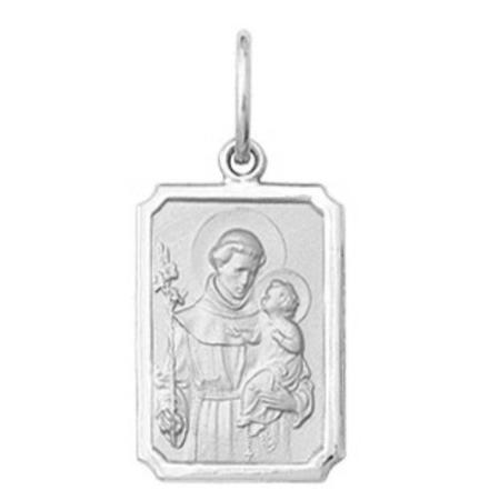 Pingente Pequeno 1.1cm Modelo Retangular Santos Ouro Branco 18k ( 29 Santos ) K1 - Fab Joias Imagem de Pingente Pequeno 1.1cm Modelo Retangular Santos Ouro Branco 18k ( 29 Santos ) K1