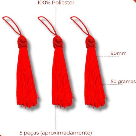 Imagem de Pingente pompom tassel com tulipa 90mm em poliester com 5 peças