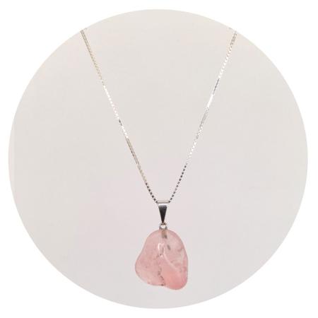 Imagem de Pingente Prata 925 Quartzo Rosa - Natural e Legítimo