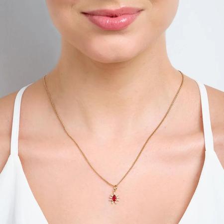 Imagem de Pingente rommanel banhado ouro 18k feminino pedra cristal zircônia gota vermelho ou verde 542366