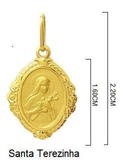 Imagem de Pingente Santa Teresinha Ouro 18K Oval Bordada k110