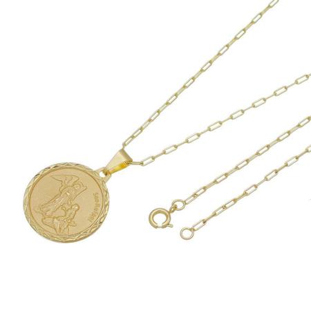 Pingente São Rafael Com Corrente Folheada A Ouro 18K - Tudo Joias Imagem de Pingente São Rafael Com Corrente Folheada A Ouro 18K