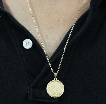 Pingente São Rafael Com Corrente Folheada A Ouro 18K - Tudo Joias Imagem de Pingente São Rafael Com Corrente Folheada A Ouro 18K