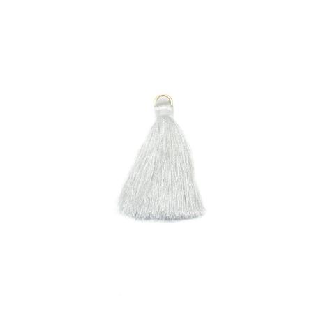 Imagem de Pingente Seda 3,5Cm Branco Argola Dourada Tassel 10 Unidades