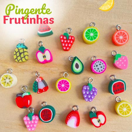 Imagem de Pingentes Frutinhas Infantil P/ Fazer Brincos E Biju, 50 Pçs