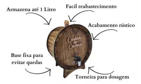 Imagem de Pingometro Rústico De Cachaça Dosador Barril De Pinga Casa