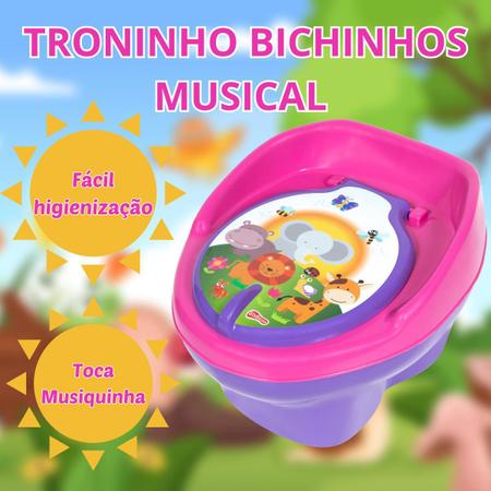 Imagem de Pinico Infantil Menina Musical Troninho Rosa Bebê Assento Redutor Peniquinho Desfralde Styll