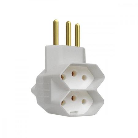 Imagem de Pino 3 Saidas 2 Polos+Terra Exatronic Branco Sp2033Bc - Kit C/12