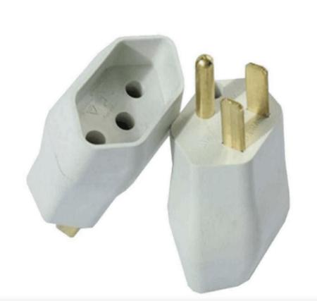 Pino Adaptador 2P+T Reverso Bipolar 15A 250V Cinza - ILUMI Imagem de Pino Adaptador 2P+T Reverso Bipolar 15A 250V Cinza