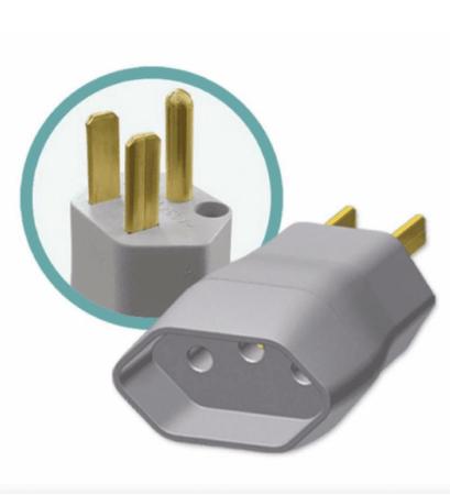 Pino Adaptador 2P+T Reverso Bipolar 15A 250V Cinza - ILUMI Imagem de Pino Adaptador 2P+T Reverso Bipolar 15A 250V Cinza