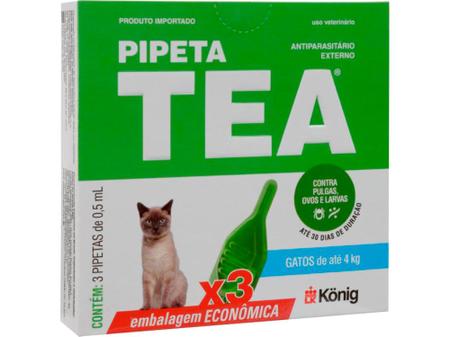 Imagem de Pipeta Antipulgas Tea Gatos Até 4Kg - 3 Pipetas - Konig