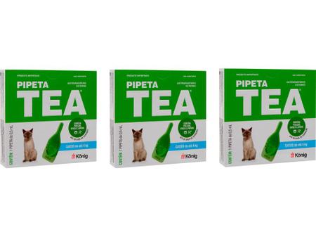 Imagem de Pipeta Antipulgas Tea Gatos Até 4kg - Konig - 3 Unidades