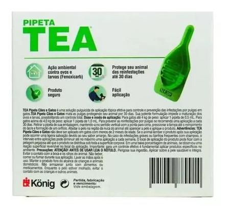 Imagem de Pipeta Tea 1,0Ml Antiparasitário Contra Pulgas Para Gatos De 4,1 a 8 Kg - König