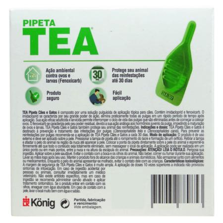 Imagem de Pipeta Tea 1,3 ml Antiparasitário Contra Pulgas para Cães de 5,1 até 10 Kg - König Kit Com 5