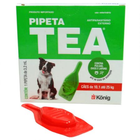 Imagem de Pipeta Tea 3,2ml Antiparasitário Contra Pulgas para Cães de 10,1 até 25 Kg - König Kit Com 5