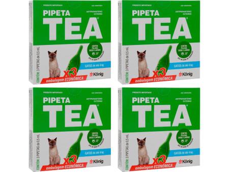 Imagem de Pipeta Tea Antipulgas Gatos Até 4kg - 3 Pipetas - Konig - 4 Unidades