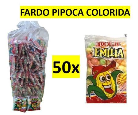 Imagem de Pipoca Colorida Emilia Flokimel Fardo C/50 unids de 10g