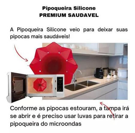 Imagem de Pipoqueira Para Micro Ondas Silicone Dobrável Pipoca Sem Óleo - by Bsmix