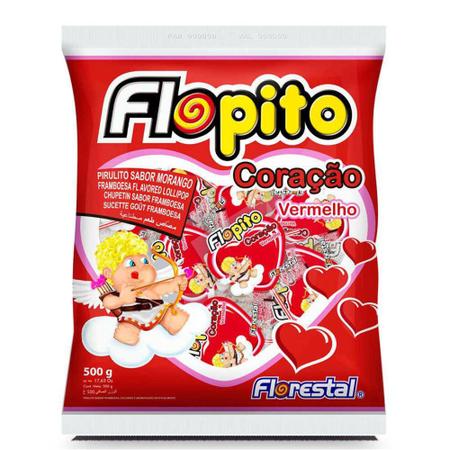 Imagem de Pirulito Coração Vermelho Flopito 500gr - Florestal 