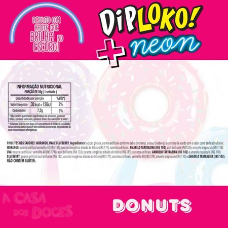 Pirulito Diploko Neon Donuts Danilla Display c/ 30 Imagem de Pirulito Diploko Neon Donuts Danilla Display c/ 30