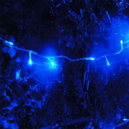 Imagem de Pisca Pisca Cordão de Led Natal Azul 100 LEDs 8 Funções 110 Volts Fio Transparente