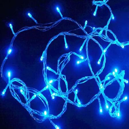 Imagem de Pisca Pisca De Led Azul Natal 8 Funções 100 Lâmpadas 110v Decoração Natalina
