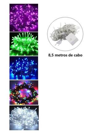 Imagem de Pisca Pisca de Natal Led com 100 Lâmpadas Lilas 8 funções 220v Fio  Transparente