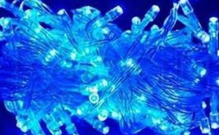 Imagem de Pisca Pisca Led 50 Lampadas Azul 8 funçoes 5 mts fio transparente